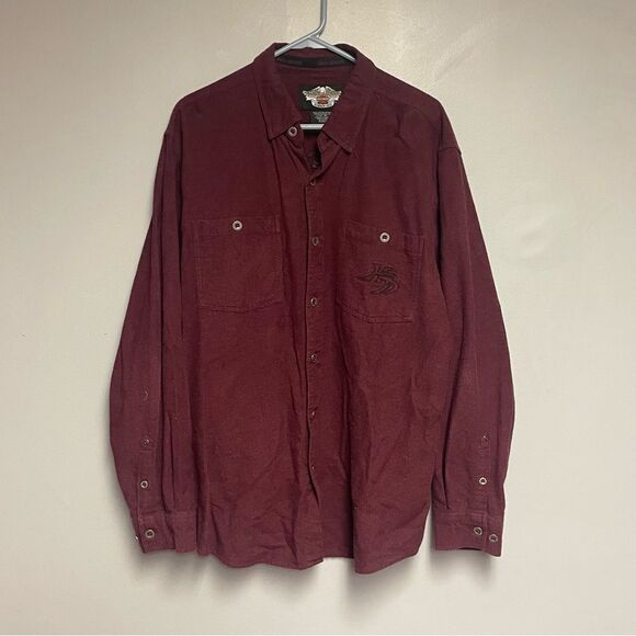 Harley-Davidson Other - Harley Davidson Long sleeve men’s shirt size Large L Burgundy button down top